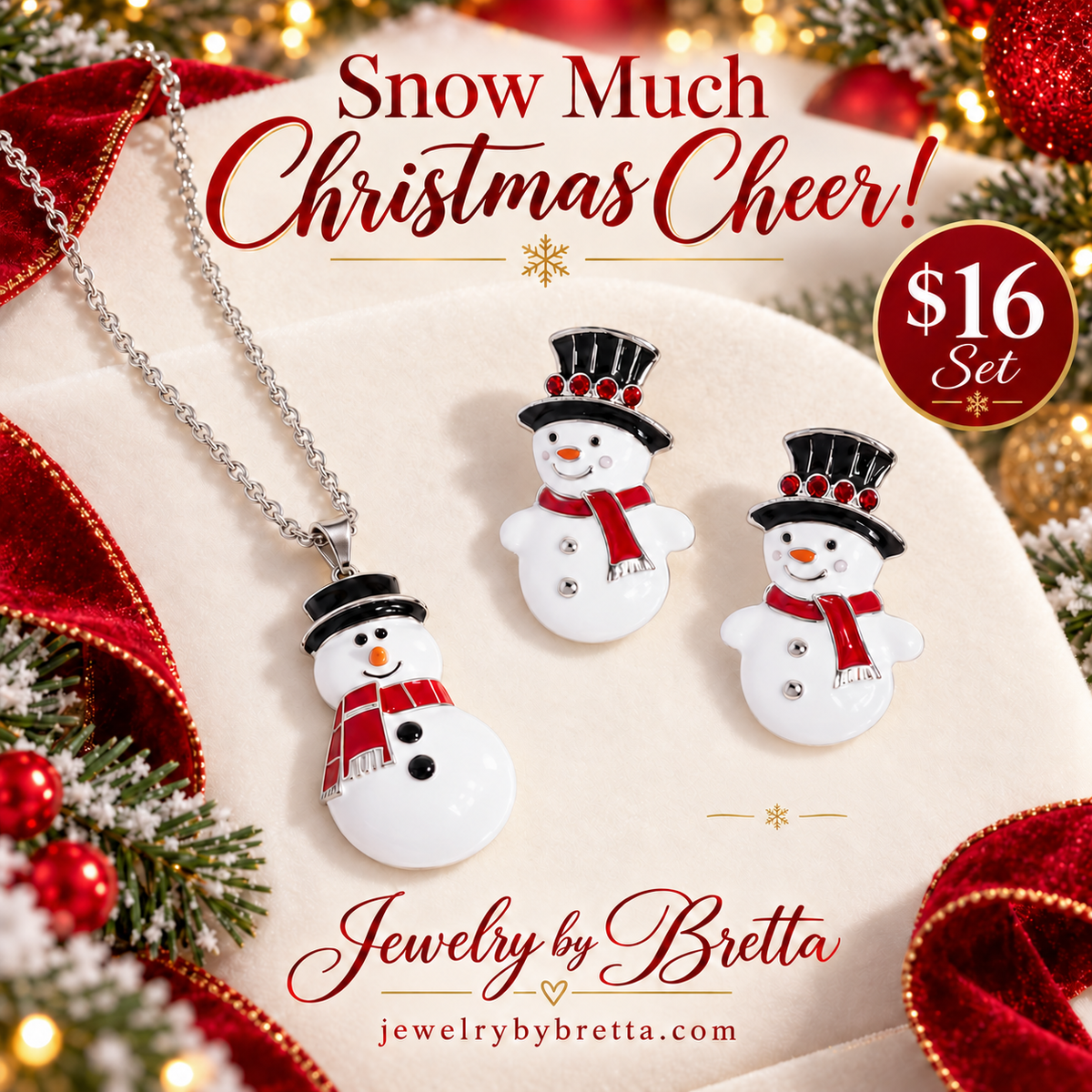 Snowman Necklace & Earrings Set | Jewelry by Bretta