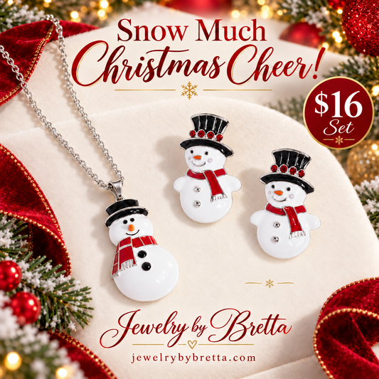 Snowman Necklace & Earrings Set | Jewelry by Bretta