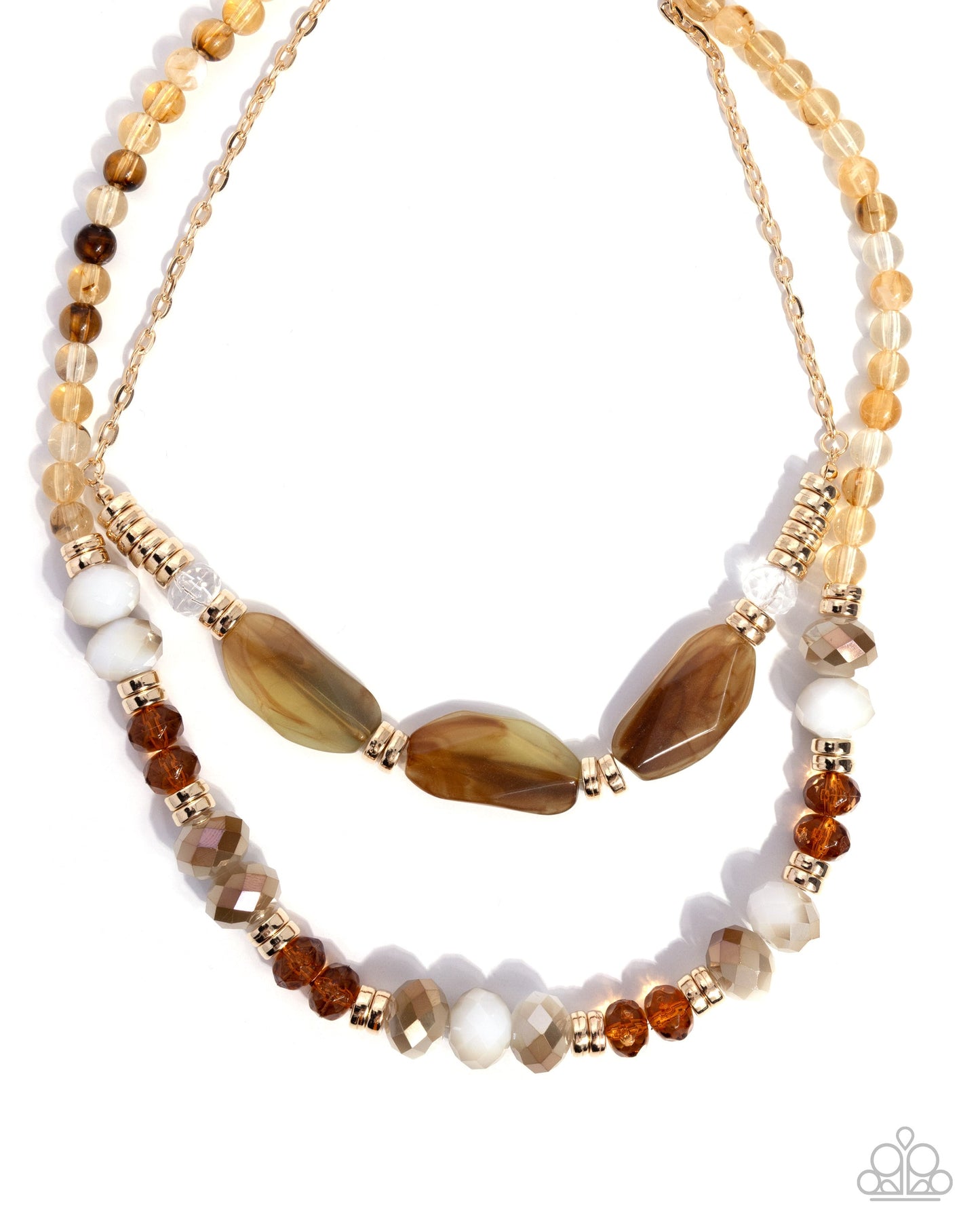 Girls Day brown layered bead and gold necklace