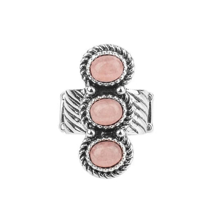 Peaceful Paradise Pink ring alternate view showing three asymmetrical stones
