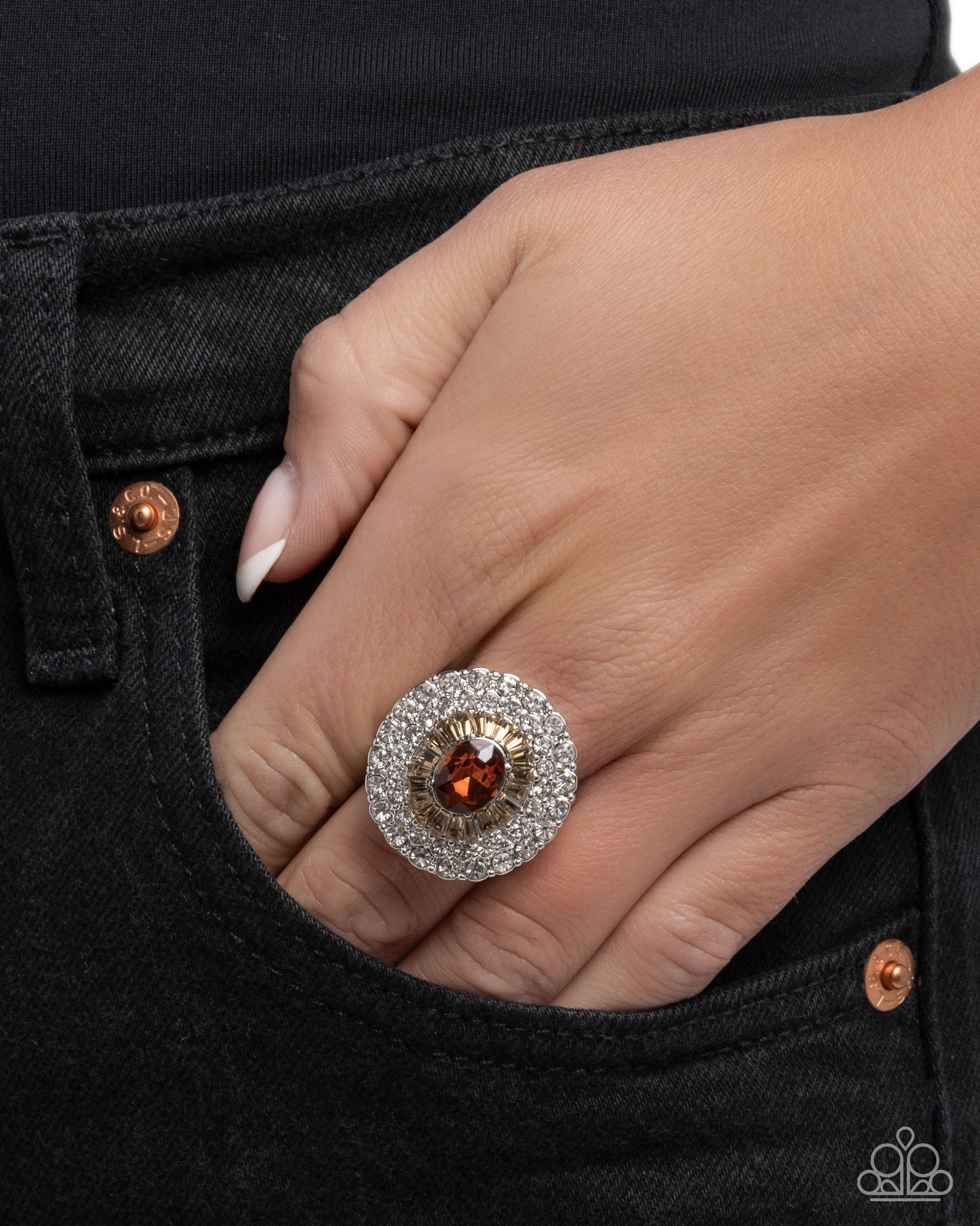 Oval Opening brown topaz gem stretch ring by Jewelry by Bretta