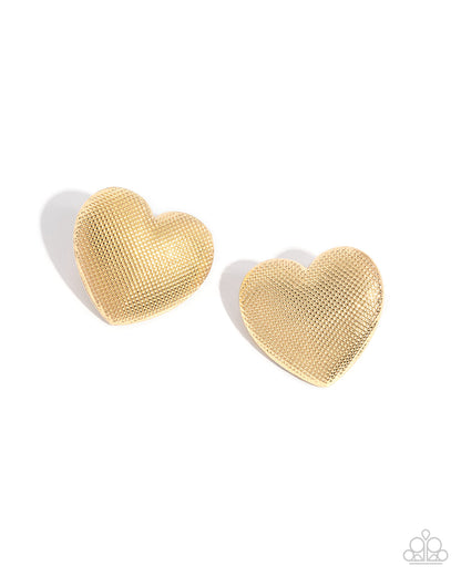Smitten Studs gold textured heart post earrings by Jewelry by Bretta