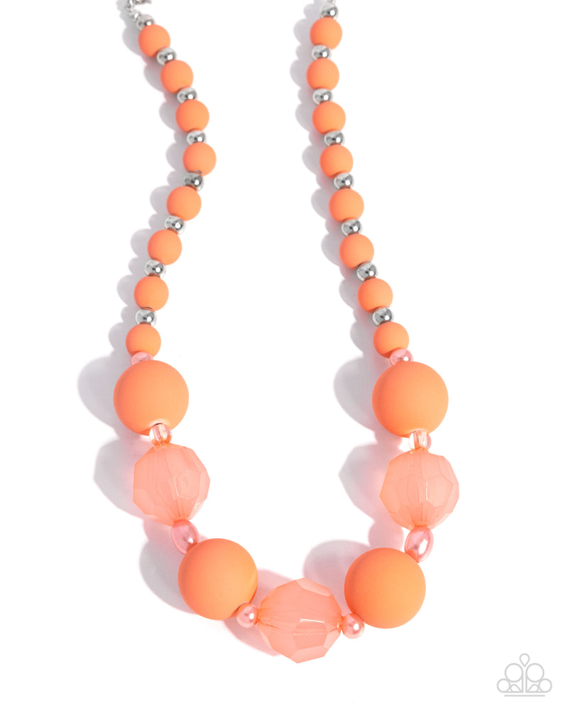 Suddenly Slanted orange beaded necklace