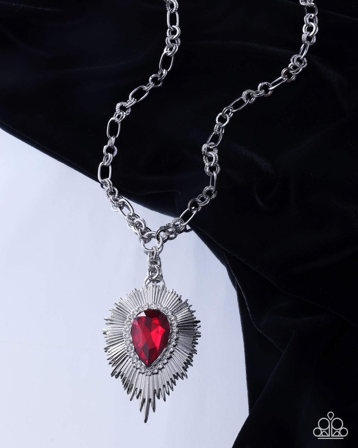 Sunburst State red pendant necklace with matching earrings