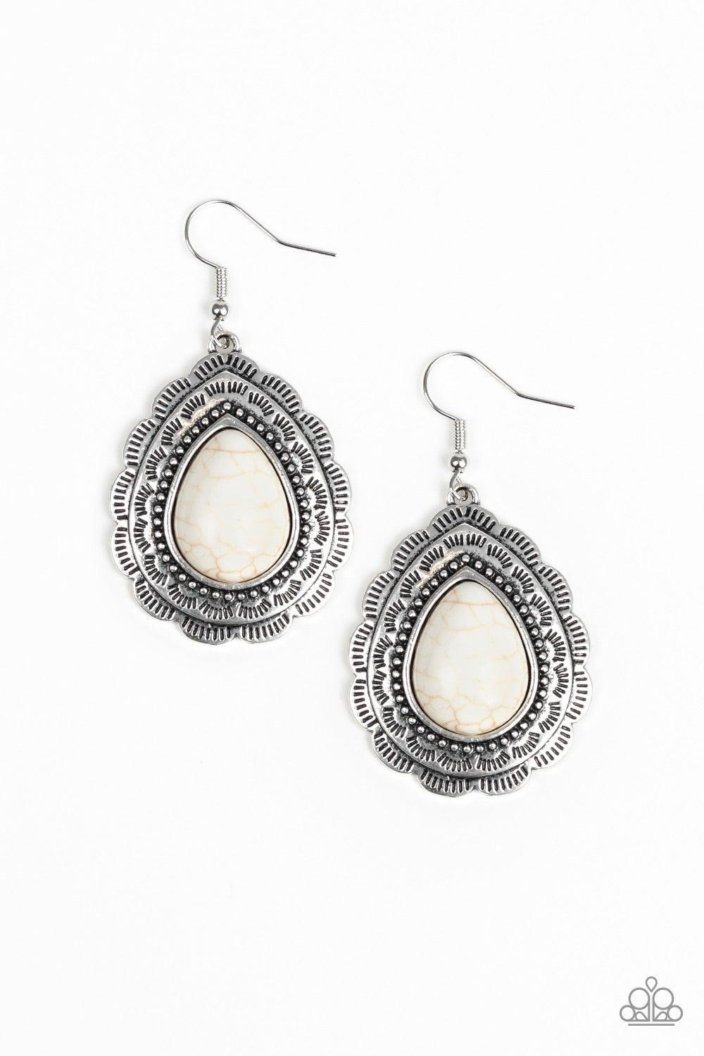 White crackle clearance stone earrings paparazzi