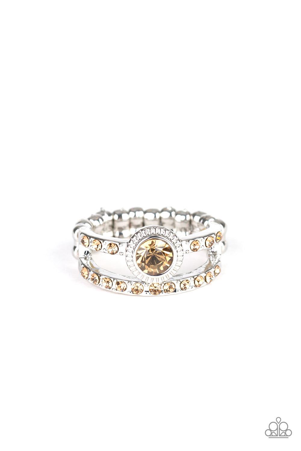 Paparazzi Accessories-GLOW Me Away - Brown Ring - jewelrybybretta
