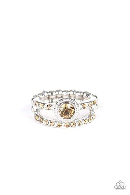 Paparazzi Accessories-GLOW Me Away - Brown Ring - jewelrybybretta