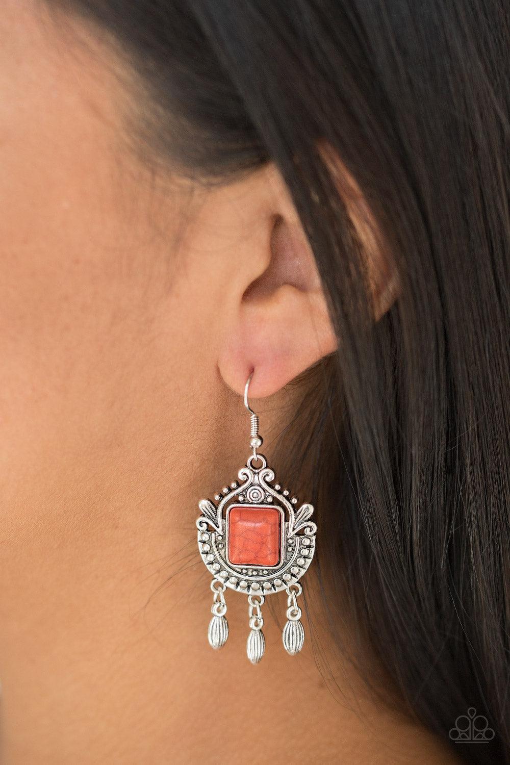 Paparazzi Accessories-Open Pastures - Orange Earrings