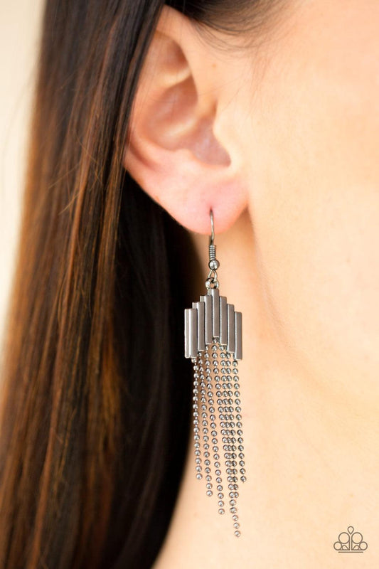 Paparazzi Accessories-Radically Retro - Black Earrings