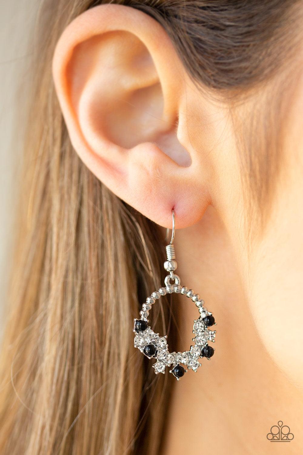 Paparazzi Accessories-Refined Razzle - Black Earrings