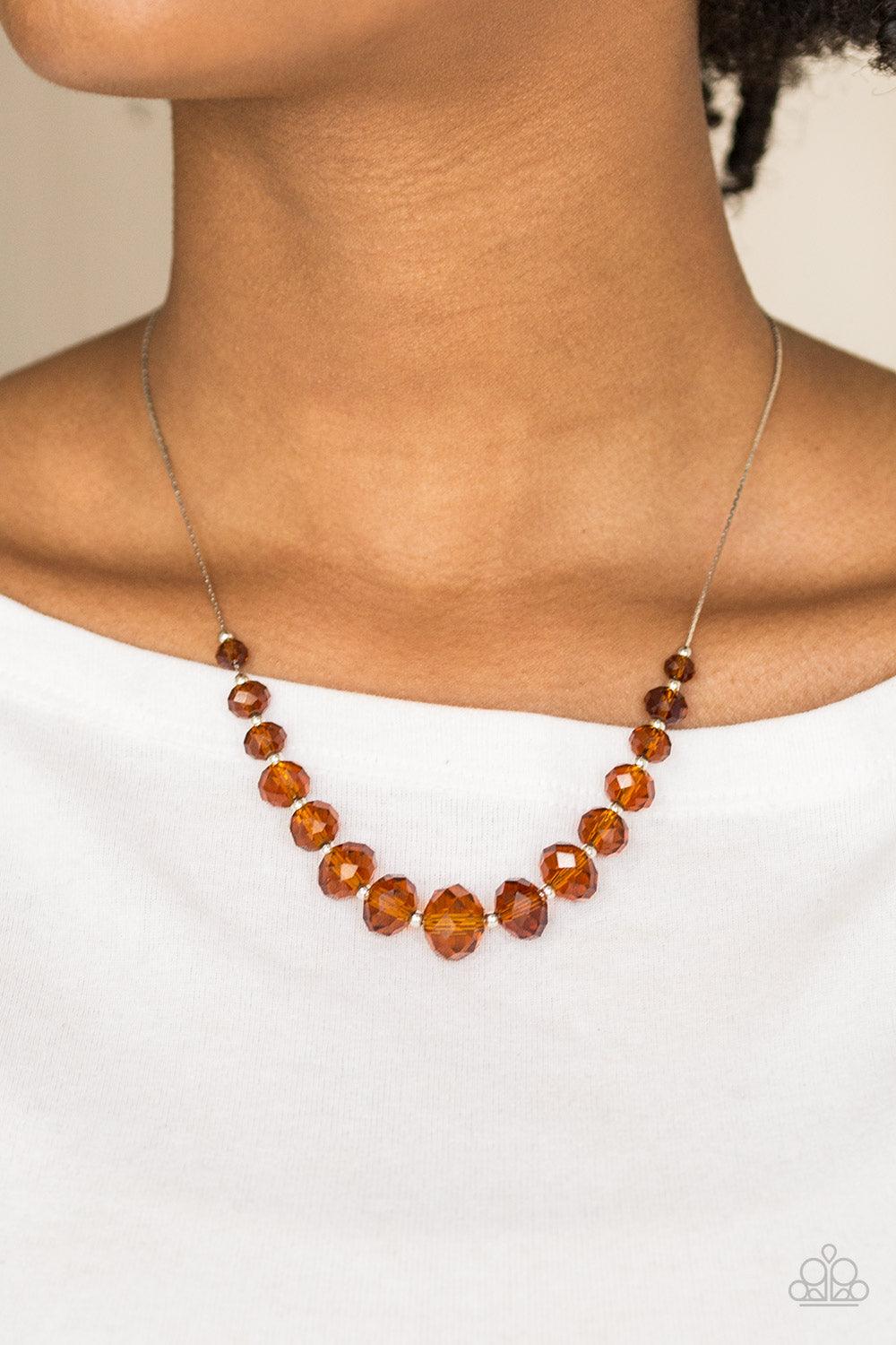 Paparazzi Accessories-Crystal Carriages - Brown Necklace