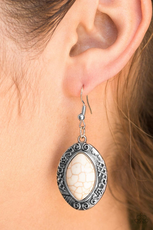 Paparazzi Accessories-Desert Harvest - White Earrings