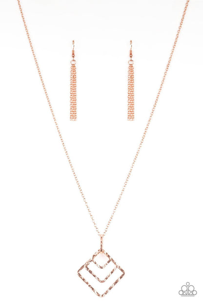 Paparazzi Accessories-Square It Up - Copper Necklace - jewelrybybretta
