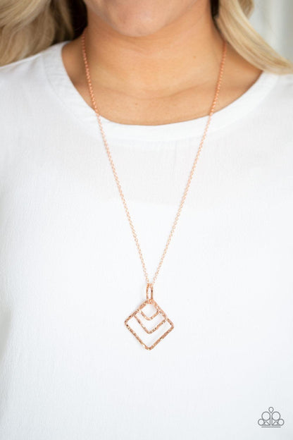 Paparazzi Accessories-Square It Up - Copper Necklace - jewelrybybretta
