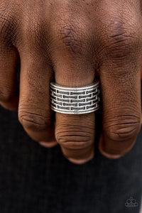 Paparazzi Accessories-Tactical Gear - Silver Men's Ring - jewelrybybretta