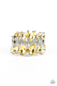 Paparazzi Accessories-Timeless Tiers - Yellow Ring - jewelrybybretta