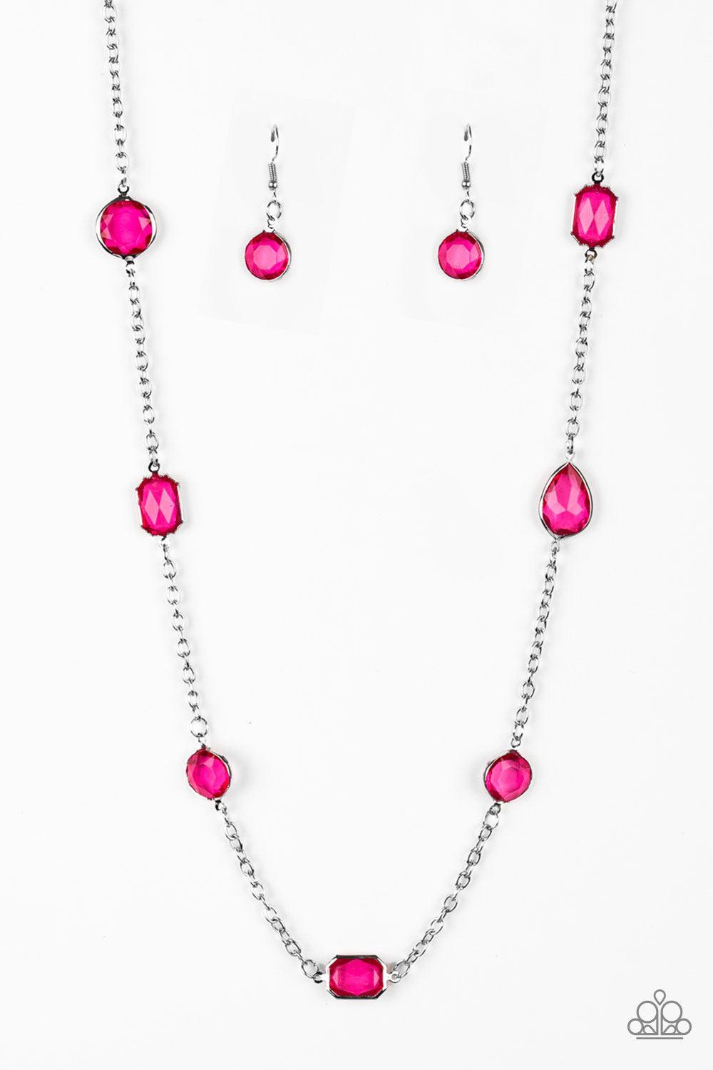 Paparazzi Accessories-Glassy Glamorous - Pink Necklace