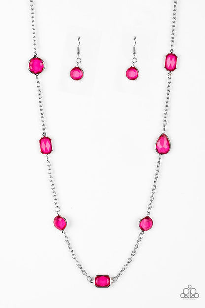 Paparazzi Accessories-Glassy Glamorous - Pink Necklace