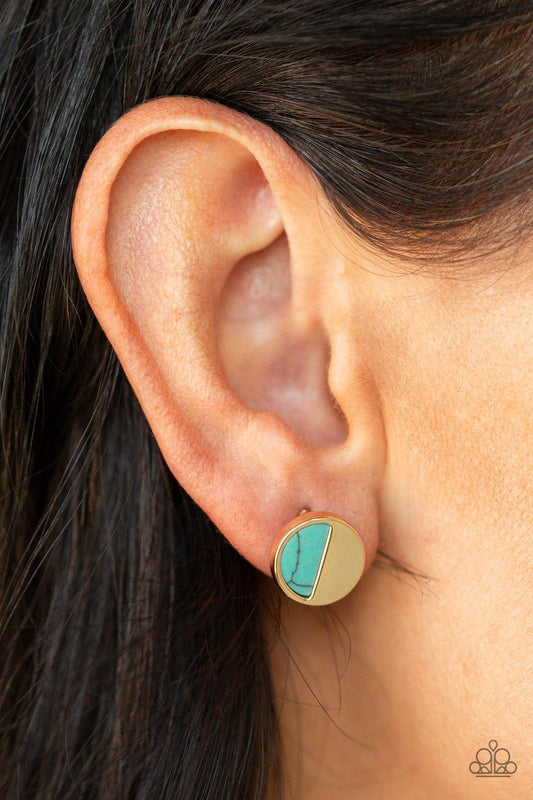 Paparazzi Accessories-Marble Minimalist - Blue Earrings - jewelrybybretta