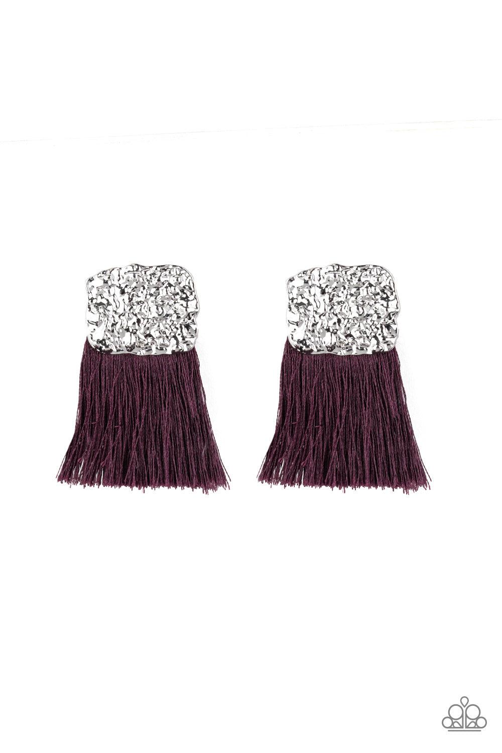 Paparazzi Accessories-Plume Bloom - Purple Earrings