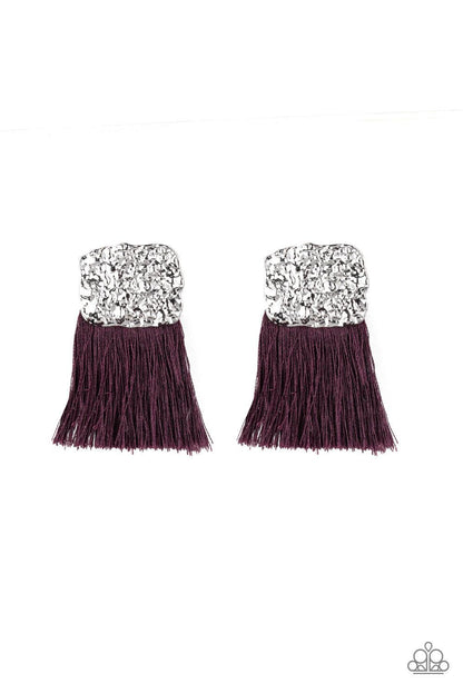 Paparazzi Accessories-Plume Bloom - Purple Earrings