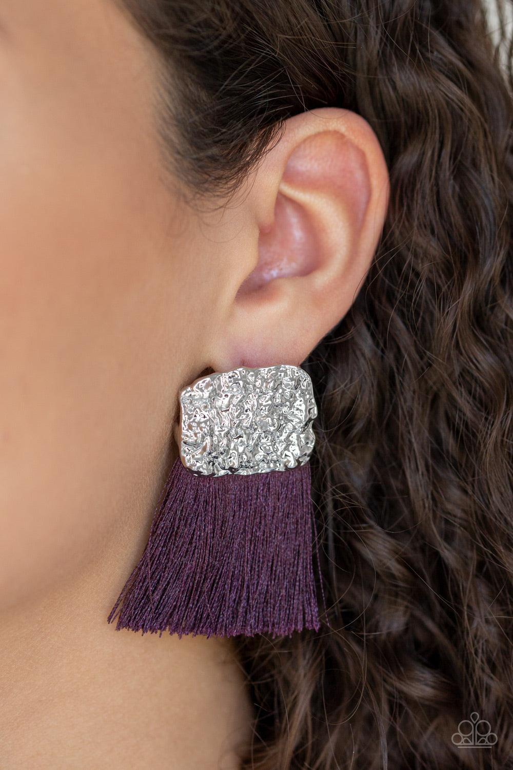 Paparazzi Accessories-Plume Bloom - Purple Earrings