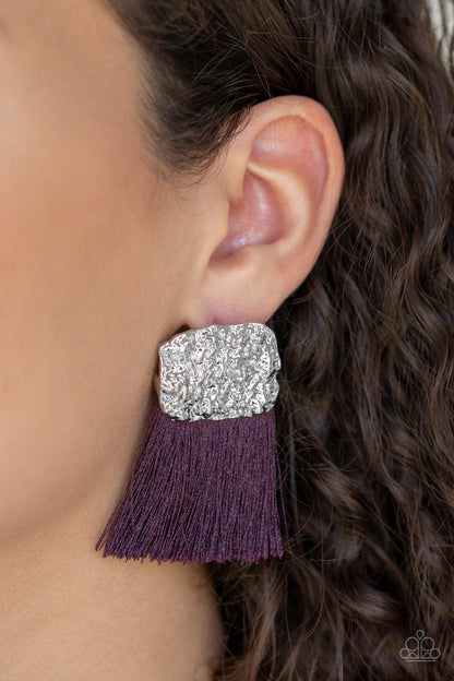 Paparazzi Accessories-Plume Bloom - Purple Earrings