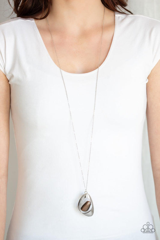 Paparazzi Accessories-Asymmetrical Bliss - Brown Necklace - jewelrybybretta
