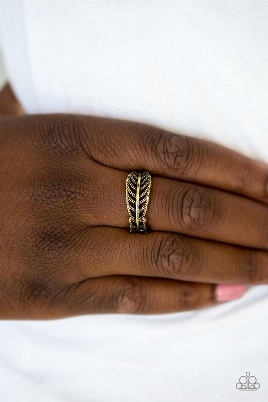 Paparazzi Accessories-Only Time QUILL Tell - Brass Ring
