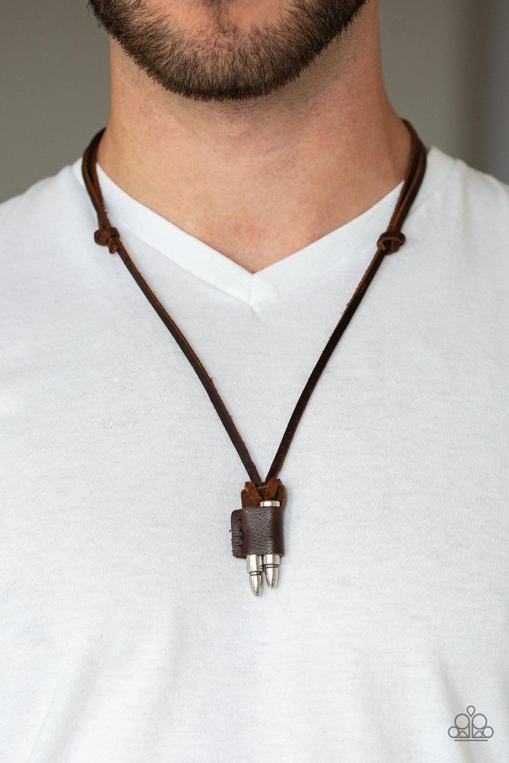 Paparazzi Accessories-Dodge a Bullet - Brown Urban Necklace