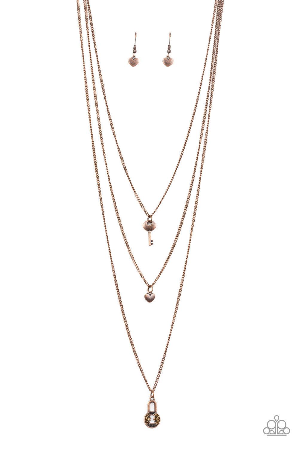 Paparazzi Accessories-Secret Heart - Copper Necklace - jewelrybybretta