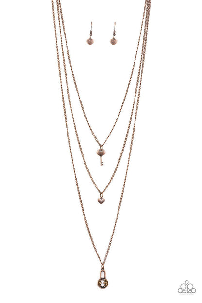 Paparazzi Accessories-Secret Heart - Copper Necklace - jewelrybybretta