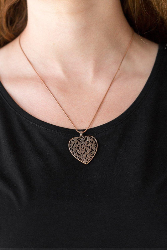 Paparazzi Accessories-Look Into Your Heart - Copper Necklace