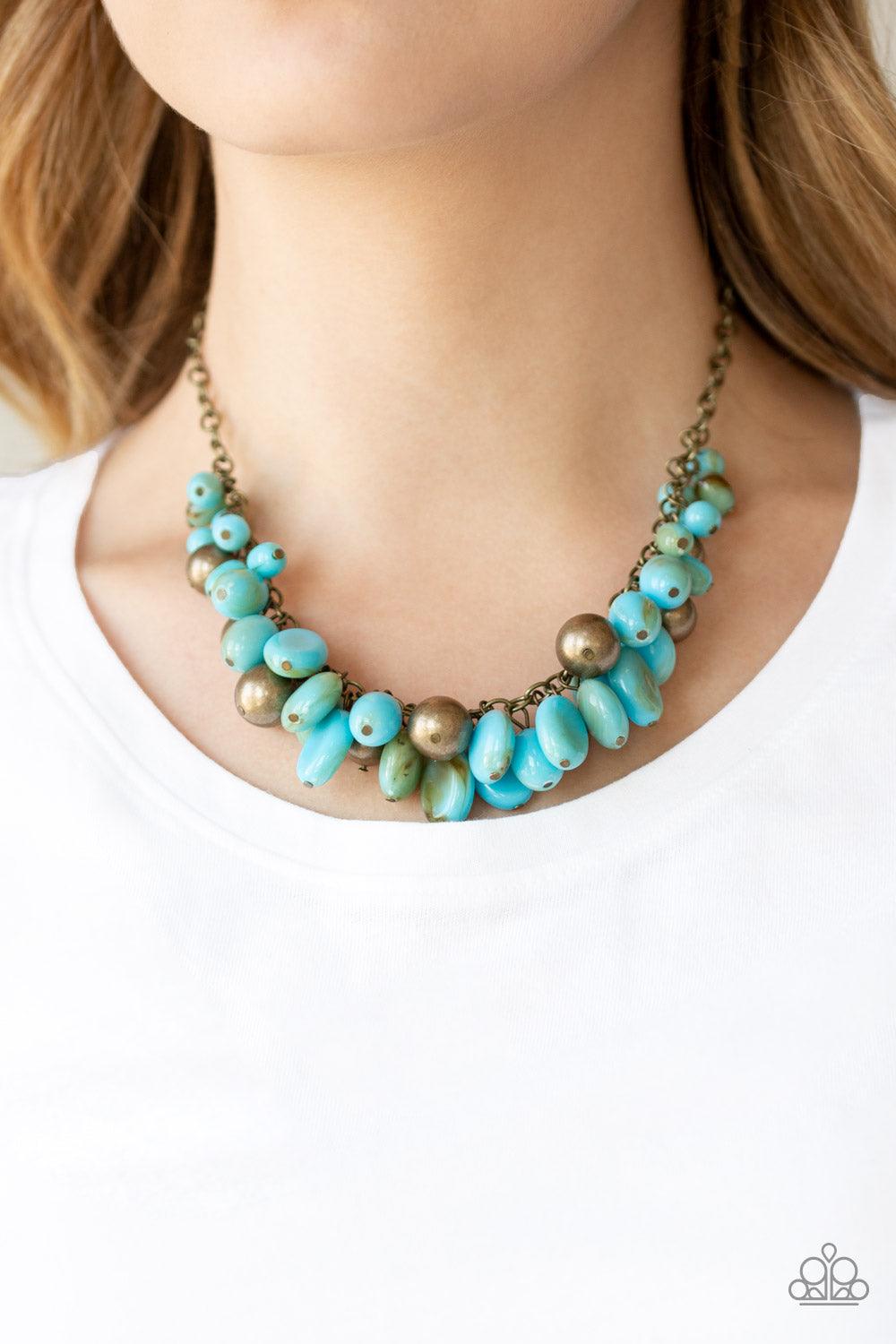 Paparazzi Accessories-Full Out Fringe - Blue Necklace - jewelrybybretta