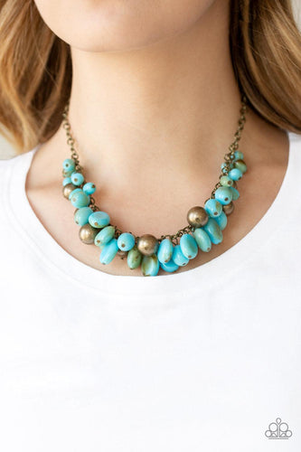 Paparazzi Accessories-Full Out Fringe - Blue Necklace - jewelrybybretta