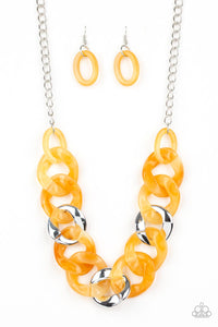 Paparazzi Accessories-I Have A HAUTE Date - Yellow Necklace - jewelrybybretta