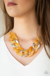 Paparazzi Accessories-I Have A HAUTE Date - Yellow Necklace - jewelrybybretta