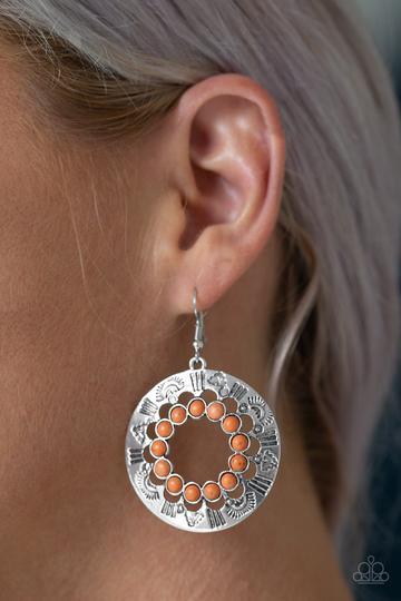 Paparazzi Accessories- Organically Omega - Orange Earrings