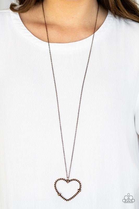 Paparazzi Accessories-Straight From The Heart - Copper Necklace - jewelrybybretta