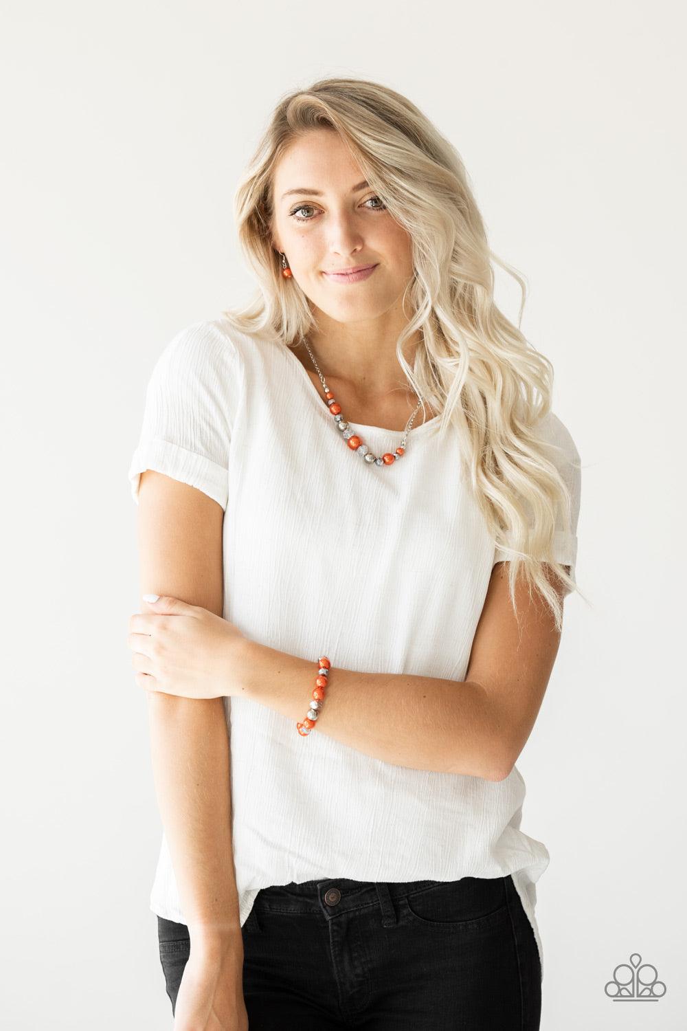Paparazzi Accessories-The Big-Leaguer - Orange Necklace - jewelrybybretta