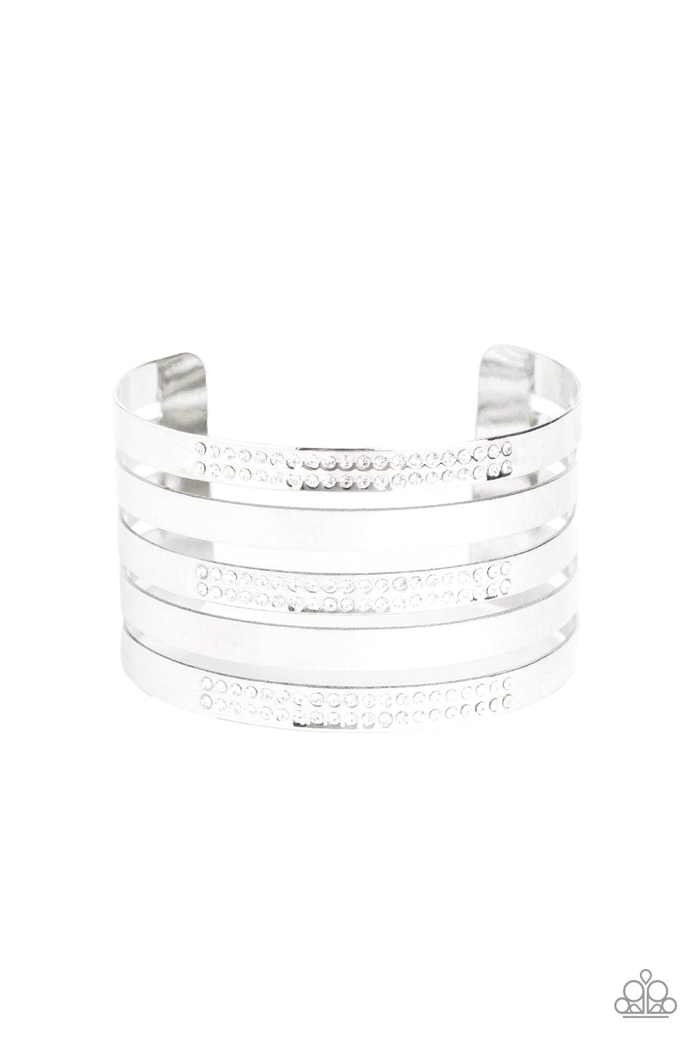 Paparazzi Accessories-Big Time Shine - White Bracelet