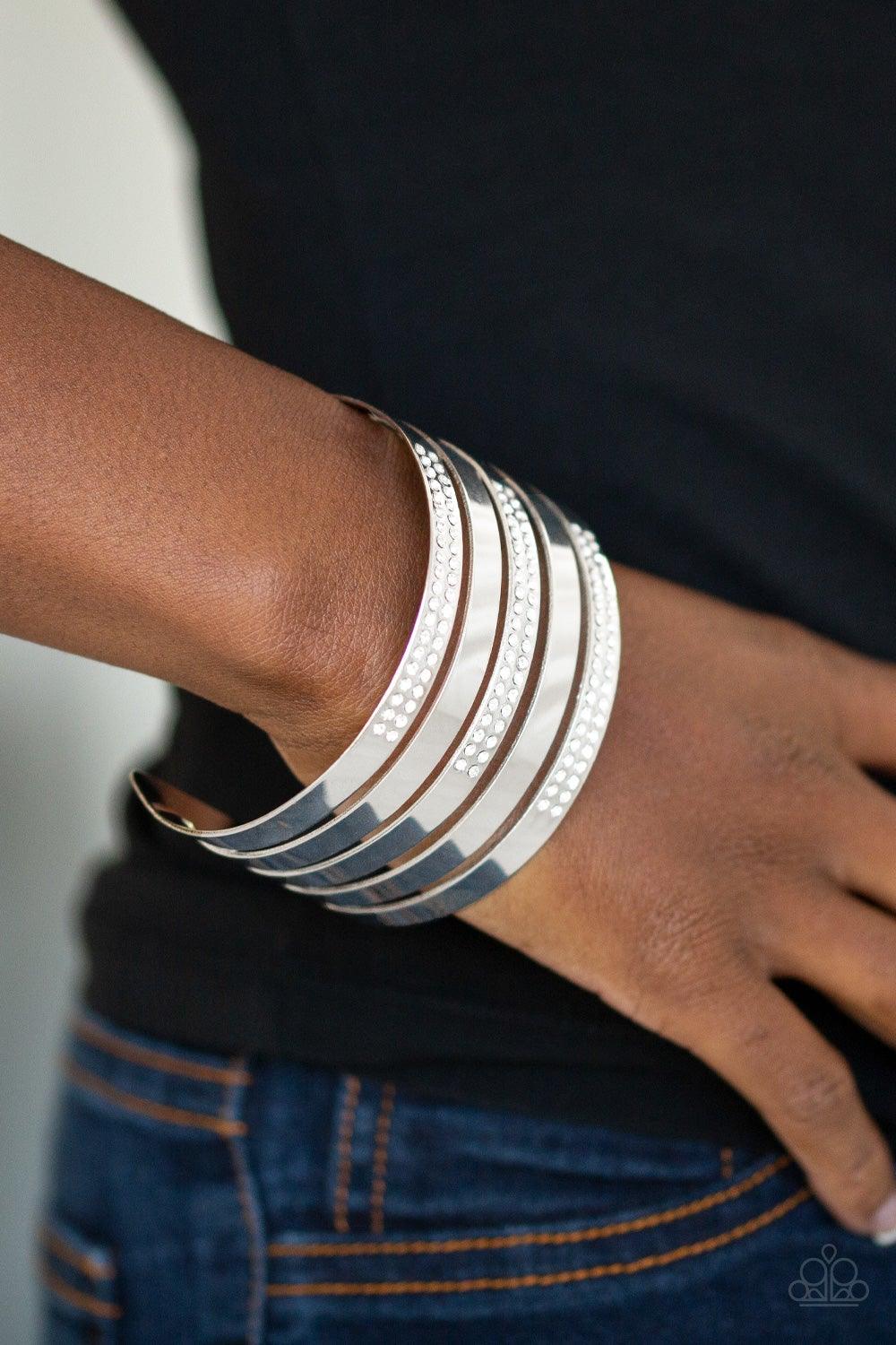 Paparazzi Accessories-Big Time Shine - White Bracelet