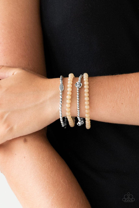 Paparazzi Accessories-Blooming Buttercups - Brown Stretch Bracelets - jewelrybybretta