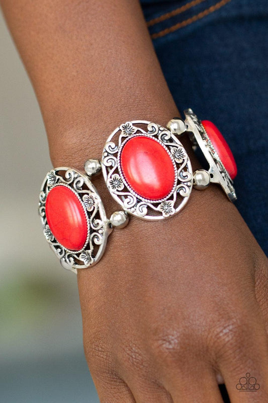 Paparazzi Accessories-Rodeo Rancho - Red Bracelets - jewelrybybretta