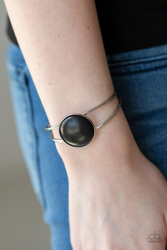 Paparazzi Accessoriess-Sandstone Serenity - Black Cuff Bracelet - jewelrybybretta