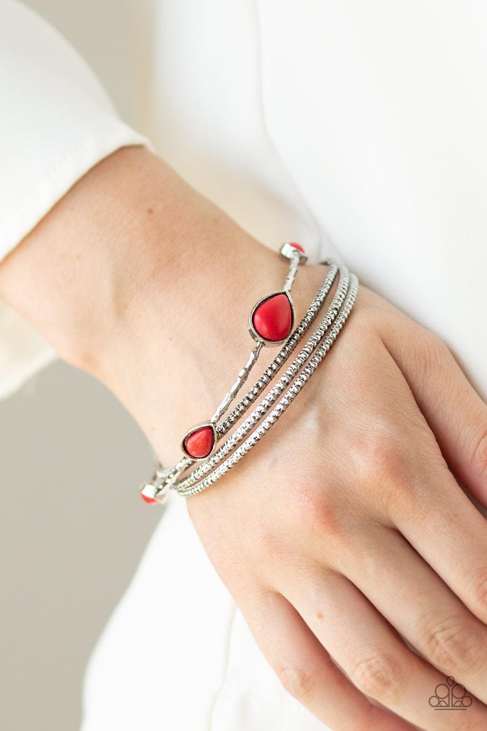 Paparazzzi Accessories-Sandstone Storm - Red Bracelets - jewelrybybretta