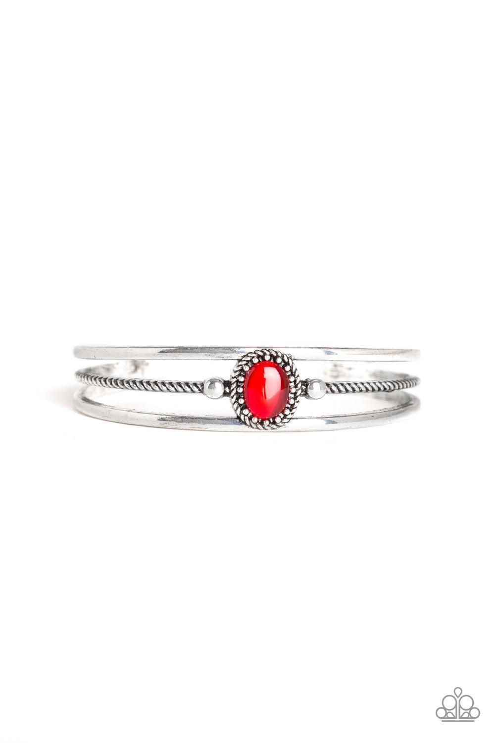 Paparazzi Accessories-Top Of The Pop Charts - Red Cuff Bracelet - jewelrybybretta