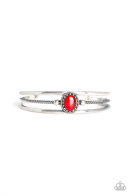 Paparazzi Accessories-Top Of The Pop Charts - Red Cuff Bracelet - jewelrybybretta