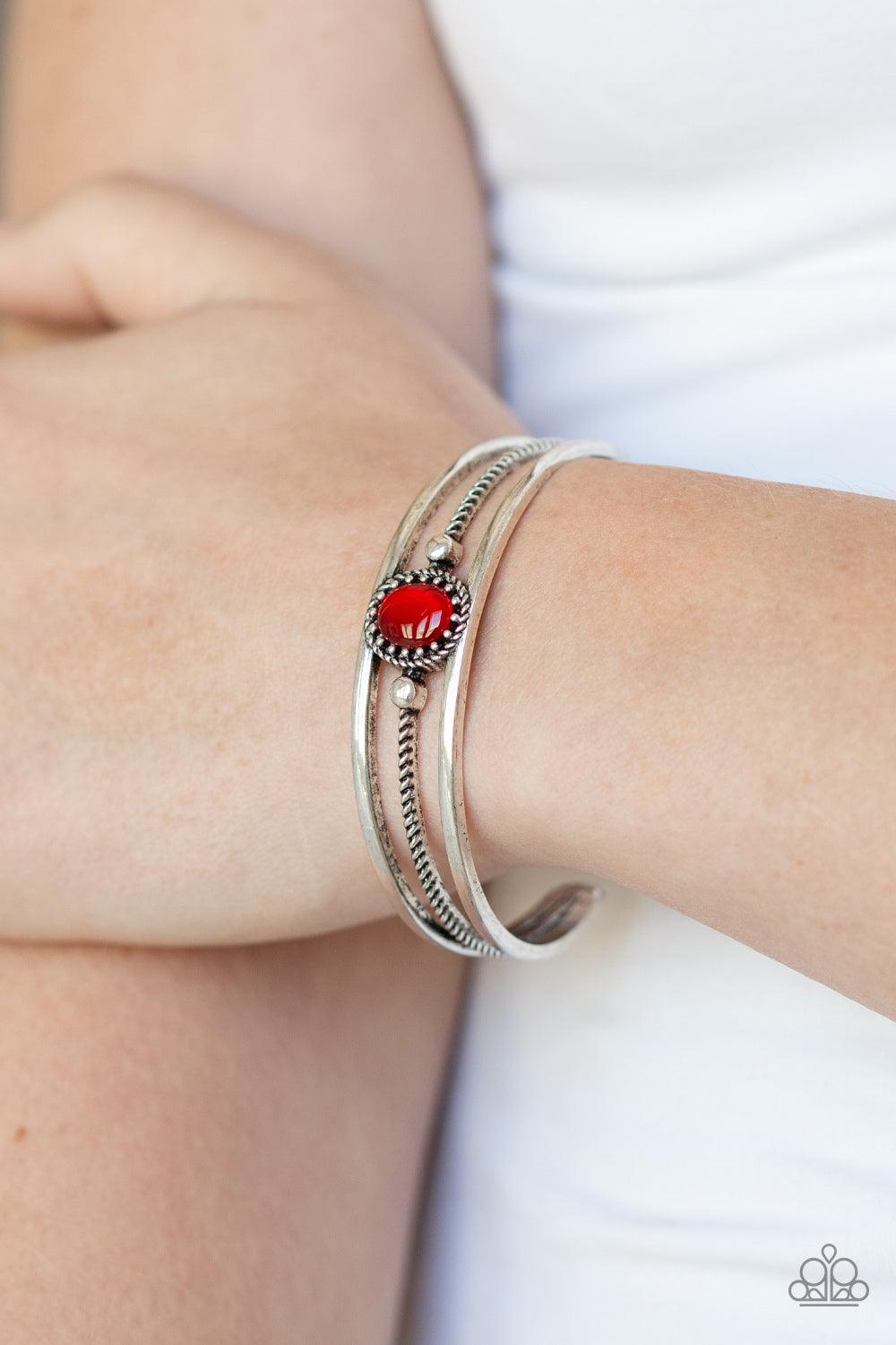 Paparazzi Accessories-Top Of The Pop Charts - Red Cuff Bracelet - jewelrybybretta