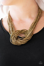 Paparazzi Accessories-Knotted Knockout - Brass Seed Bead Necklace
